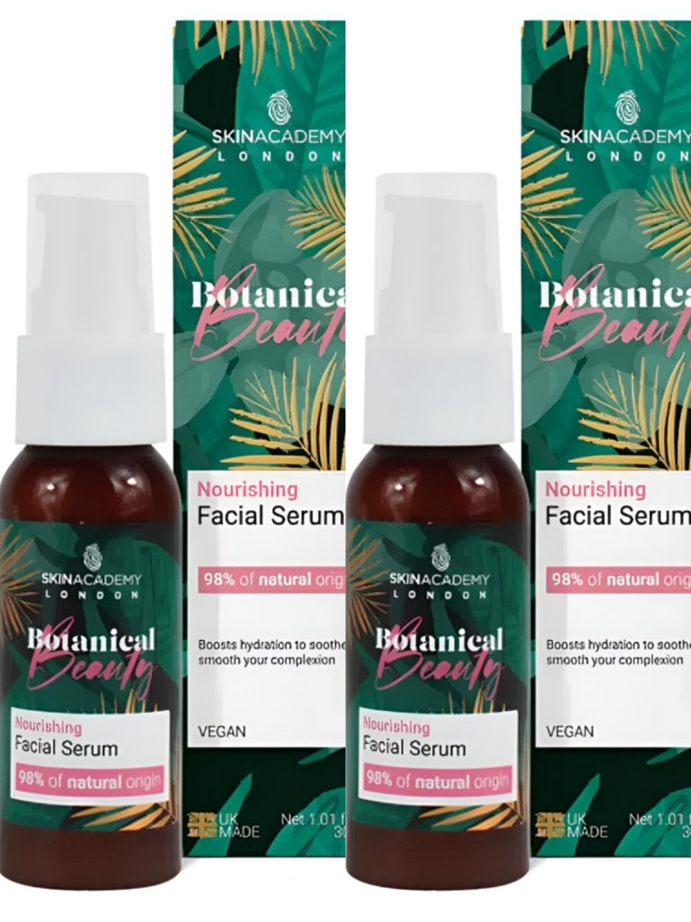 2 Botanical Beauty Natural Nourishing Facial Serums - Skin Academy London 1oz